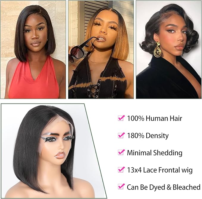 10A Straight Bob 13x 4frontal Lace Wig Brazilian human hair 10 inch