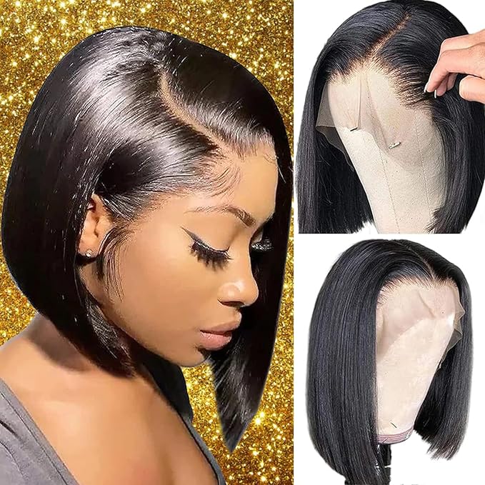 10A Straight Bob 13x 4frontal Lace Wig Brazilian human hair 10 inch