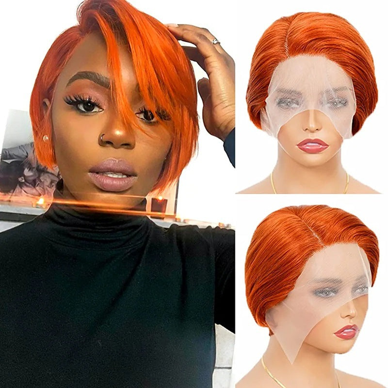 Hot Sale 13x4 Pixie Bob Wig 180% density Brazilian human hair 4# color