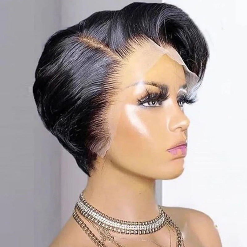 13x4 Pixie Short Wigs Human Hair Wig natural black
