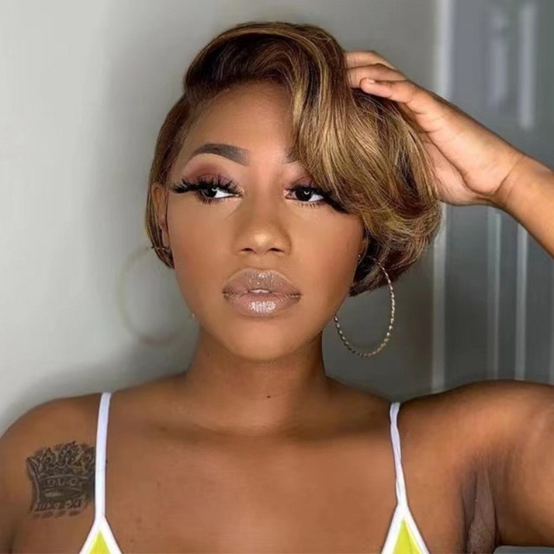 12A Highlight Pixie 4/27 Piano 13x4 Frontal Straight Wig