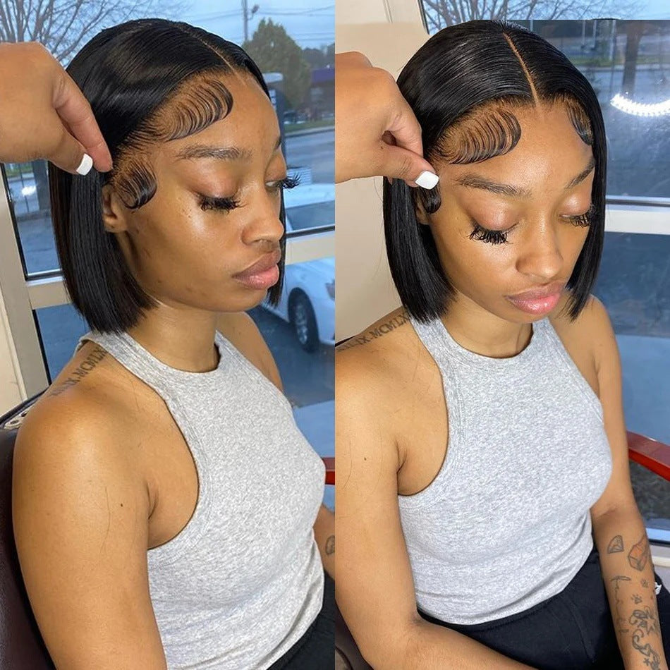10A Straight Bob 13x 4frontal Lace Wig Brazilian human hair 10 inch