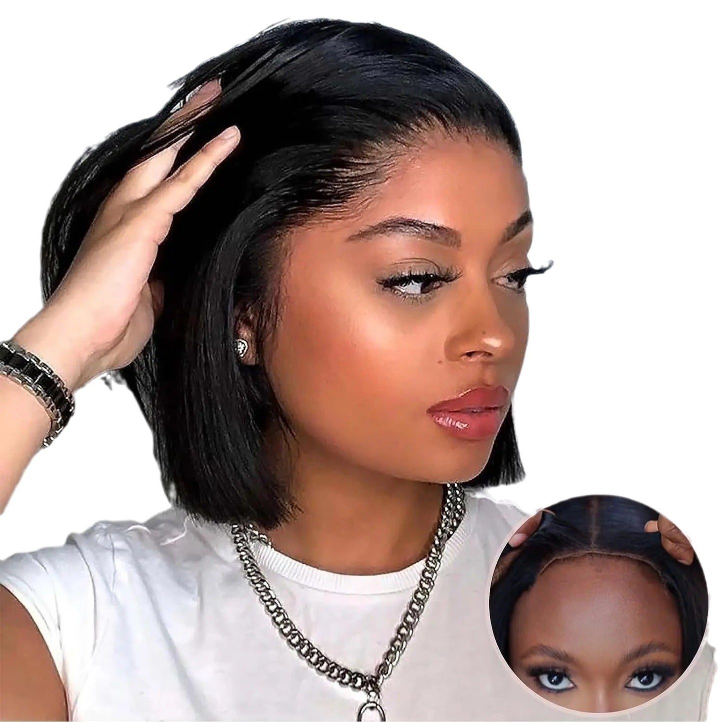 10A Straight Bob 13x 4frontal Lace Wig Brazilian human hair 10 inch