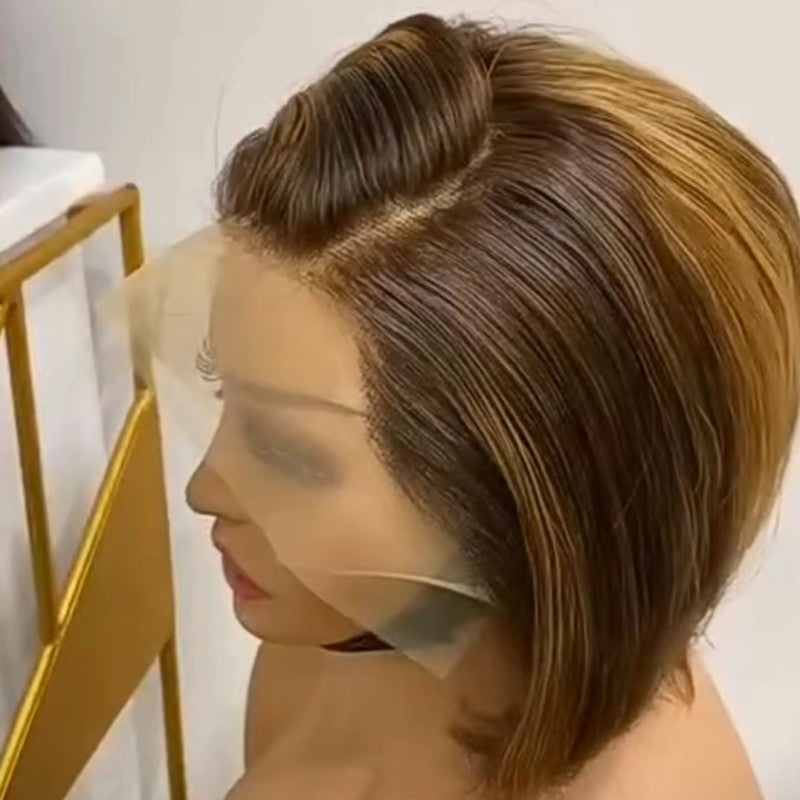 12A Highlight Pixie 4/27 Piano 13x4 Frontal Straight Wig