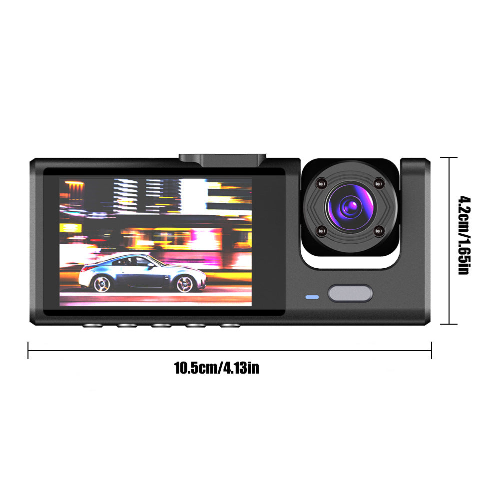 3 ways dashcam 2-inch screen wifi link 1080P