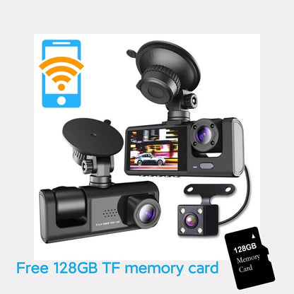 3 ways dashcam 2-inch screen wifi link 1080P