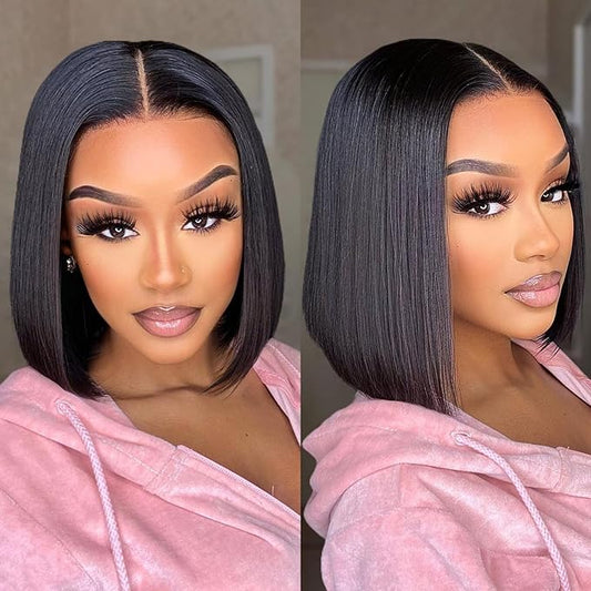 10A Straight Bob 13x 4frontal Lace Wig Brazilian human hair 10 inch