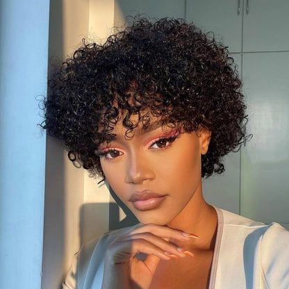 12A Brazilian Human Hair Short Curly Wig High quality Pixie