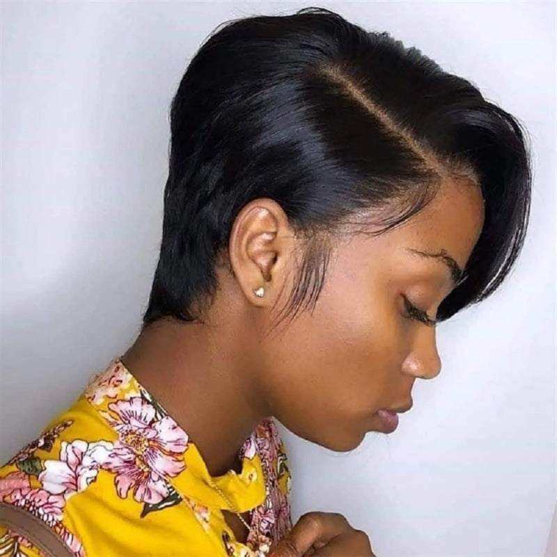 13x4 Pixie Short Wigs Human Hair Wig natural black