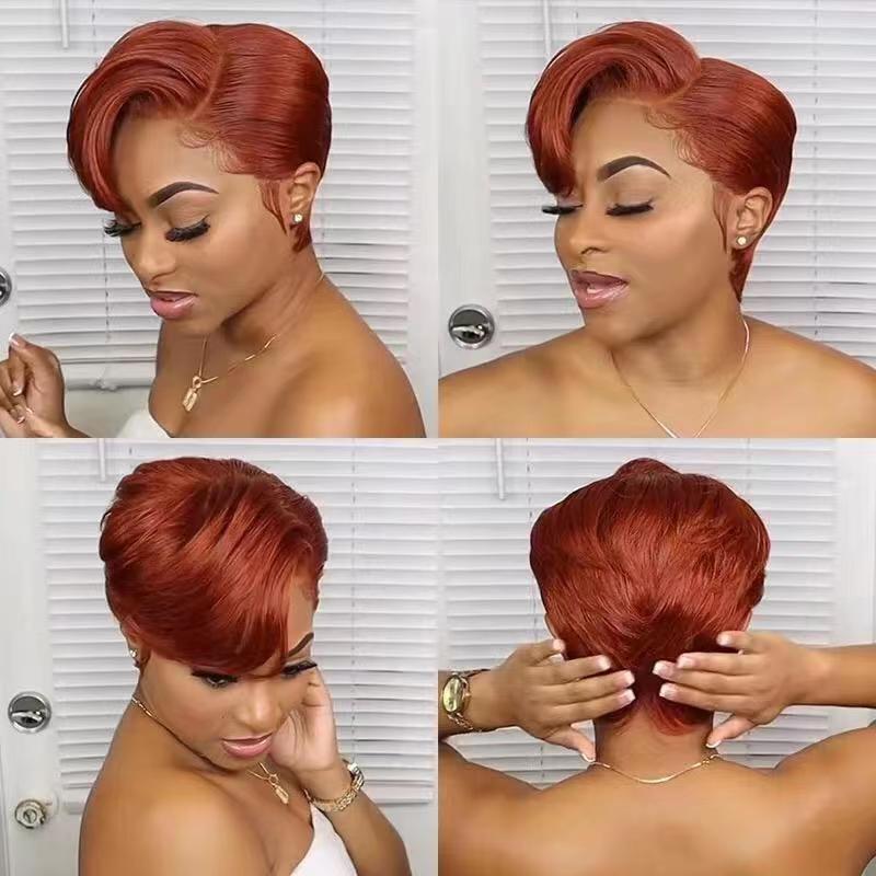 10A Brazilian 350# Pixie Bob With 13x4 lace Frontal Wig