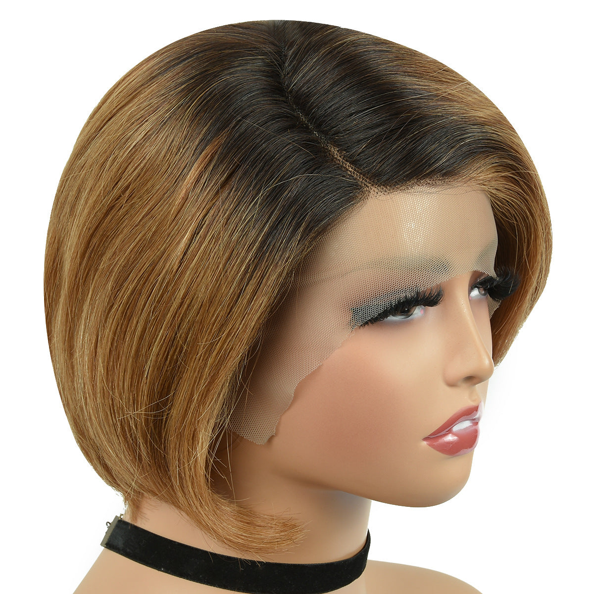 13x4 Frontal Pixie Bob 100% Human Hair 1B/30 Color Lace Wig