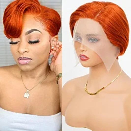 10A Brazilian 350# Pixie Bob With 13x4 lace Frontal Wig