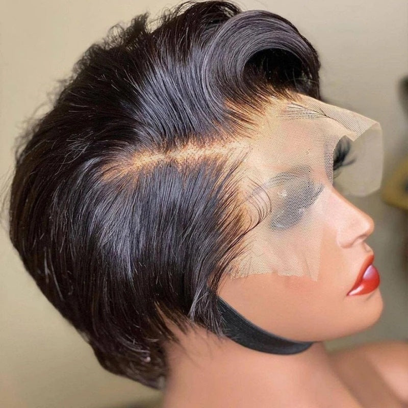 13x4 Pixie Short Wigs Human Hair Wig natural black