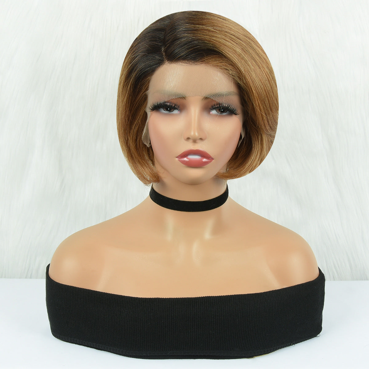13x4 Frontal Pixie Bob 100% Human Hair 1B/30 Color Lace Wig