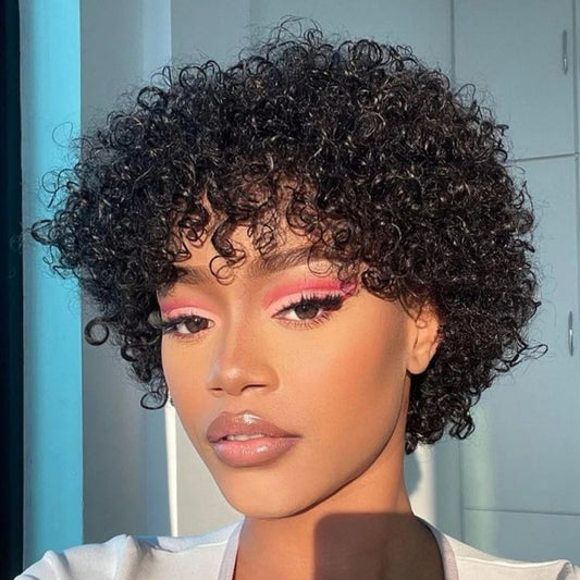 12A Brazilian Human Hair Short Curly Wig High quality Pixie
